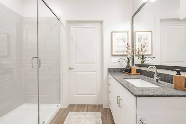bathroom at The Lyric at Keller Center Stage Apartments