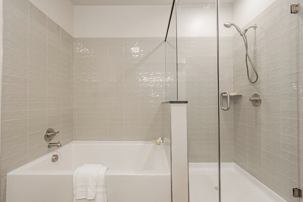 bathroom at The Lyric at Keller Center Stage Apartments