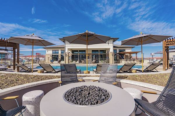 fire pit at The Lyric at Keller Center Stage Apartments