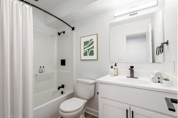 Luxurious bathroom featuring modern fixtures and elegant design in North Hill Apartments