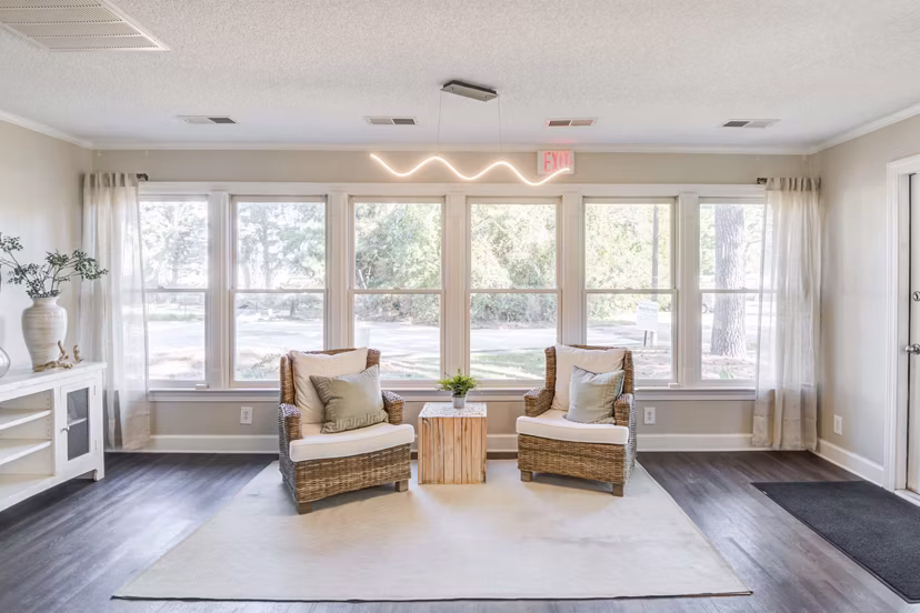 Cozy clubhouse featuring modern furnishings at North Hill Apartments for social gatherings and relaxation
