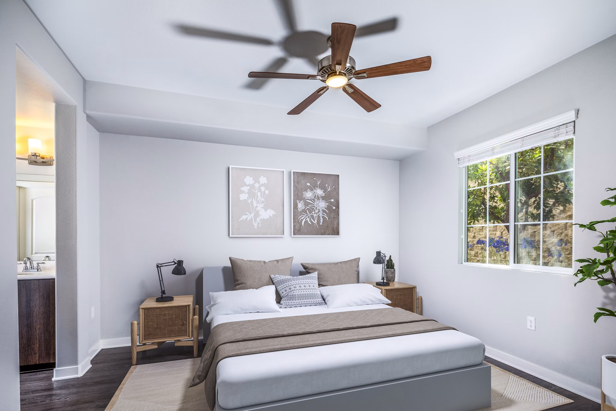 Cozy bedroom featuring modern design at Lakeview 88 Apartments with luxury amenities in a serene setting