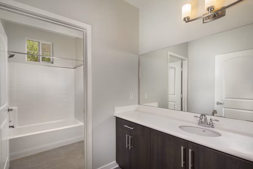 Bathroom showcasing sleek fixtures and modern design at Lakeview 88 Apartments
