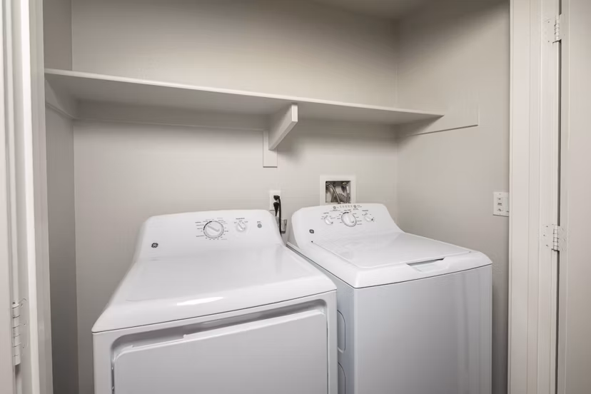 Laundry room featuring energy-efficient washers and dryers at Lakeview 88 Apartments