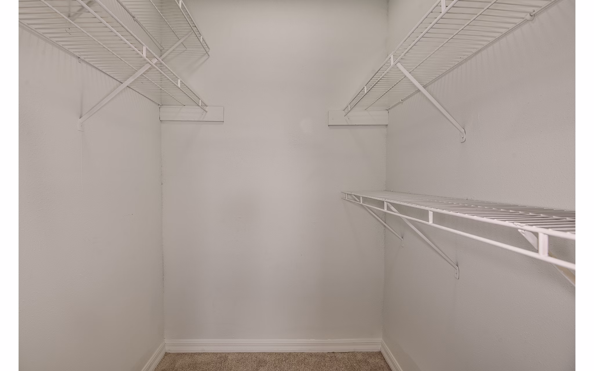 Spacious closet with modern shelving in Lake Pointe Apartments