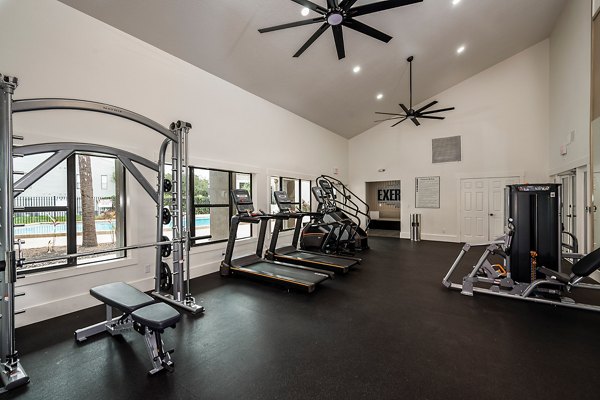 fitness center at Cadia on the Loop Apartments 