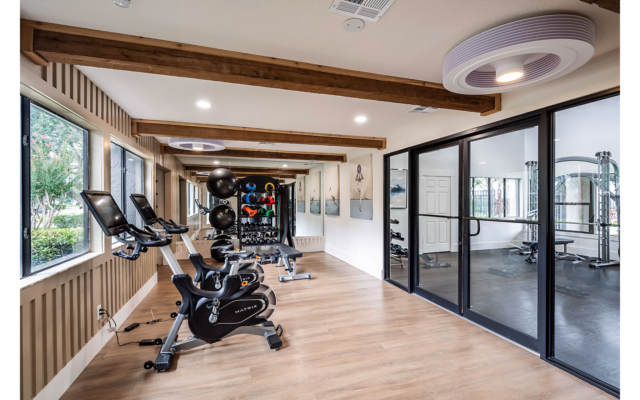 fitness center at Cadia on the Loop Apartments 