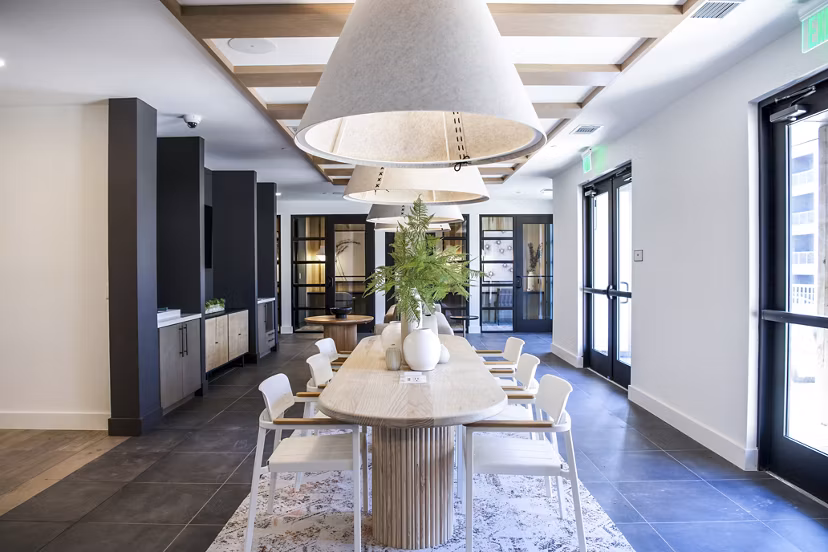 Sophisticated lobby with modern artwork at Novel Cary Apartments