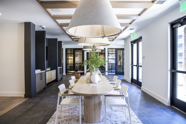 Sophisticated lobby with modern artwork at Novel Cary Apartments