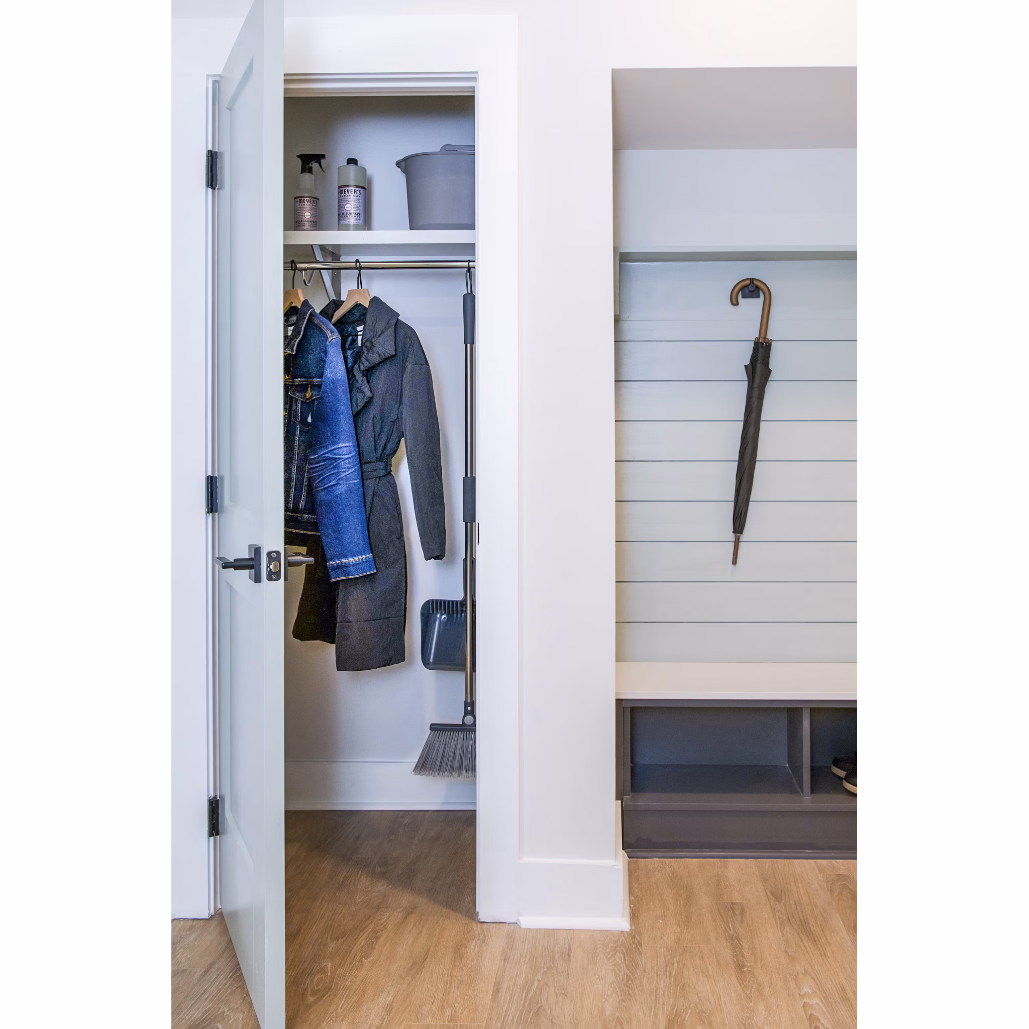 Living room closet with ample storage at Novel Cary Apartments