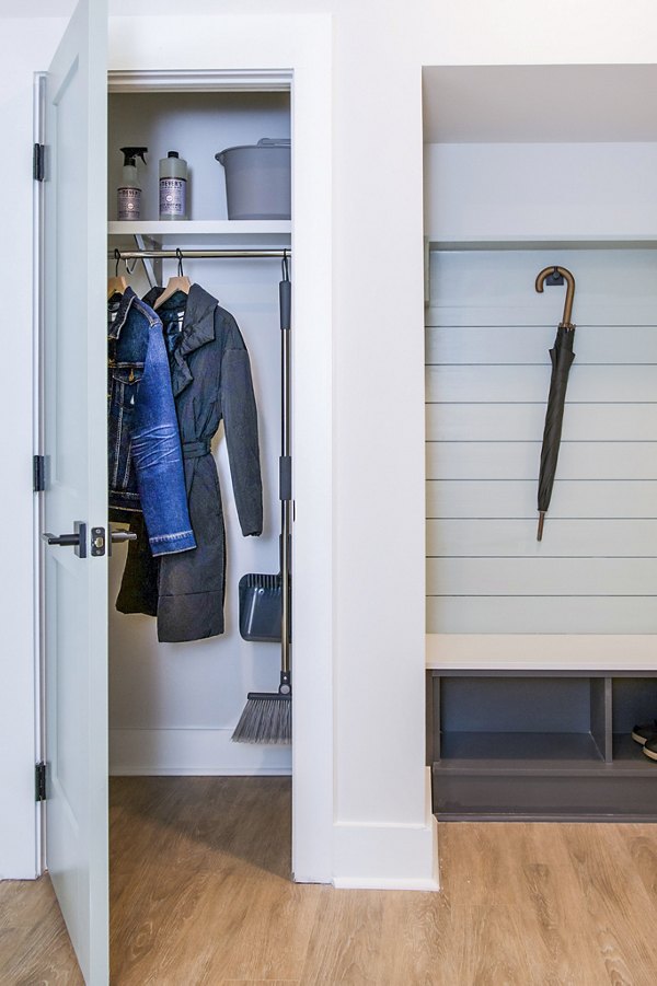 living room closet at Novel Cary Apartments