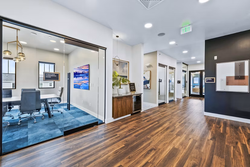 Stylish clubhouse with modern furnishings at Viviano at Riverton Apartments