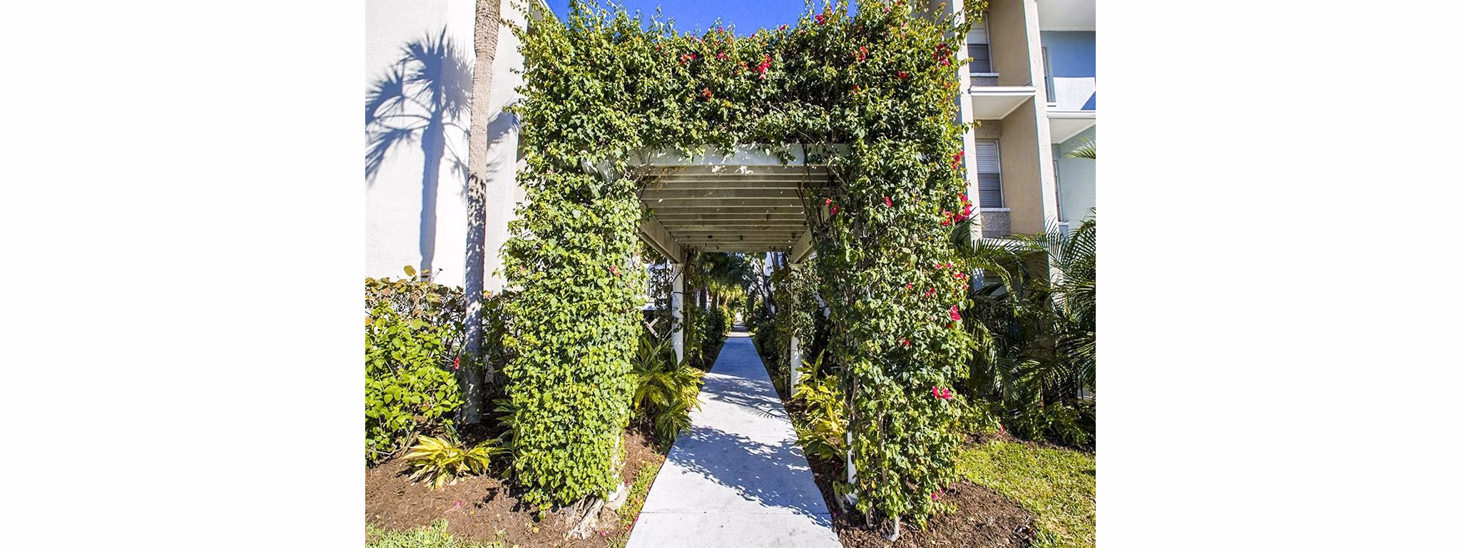 The Laurels Apartments: Cozy patio with contemporary furniture and lush greenery, perfect for enjoying outdoor relaxation moments
