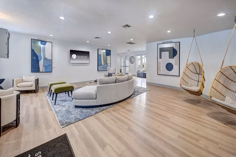 Clubhouse with modern decor at Avana Coral Spring Apartments