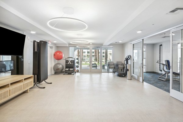 Yoga studio with modern equipment at Overture North Scottsdale Apartments, a Greystar community for active living and wellness