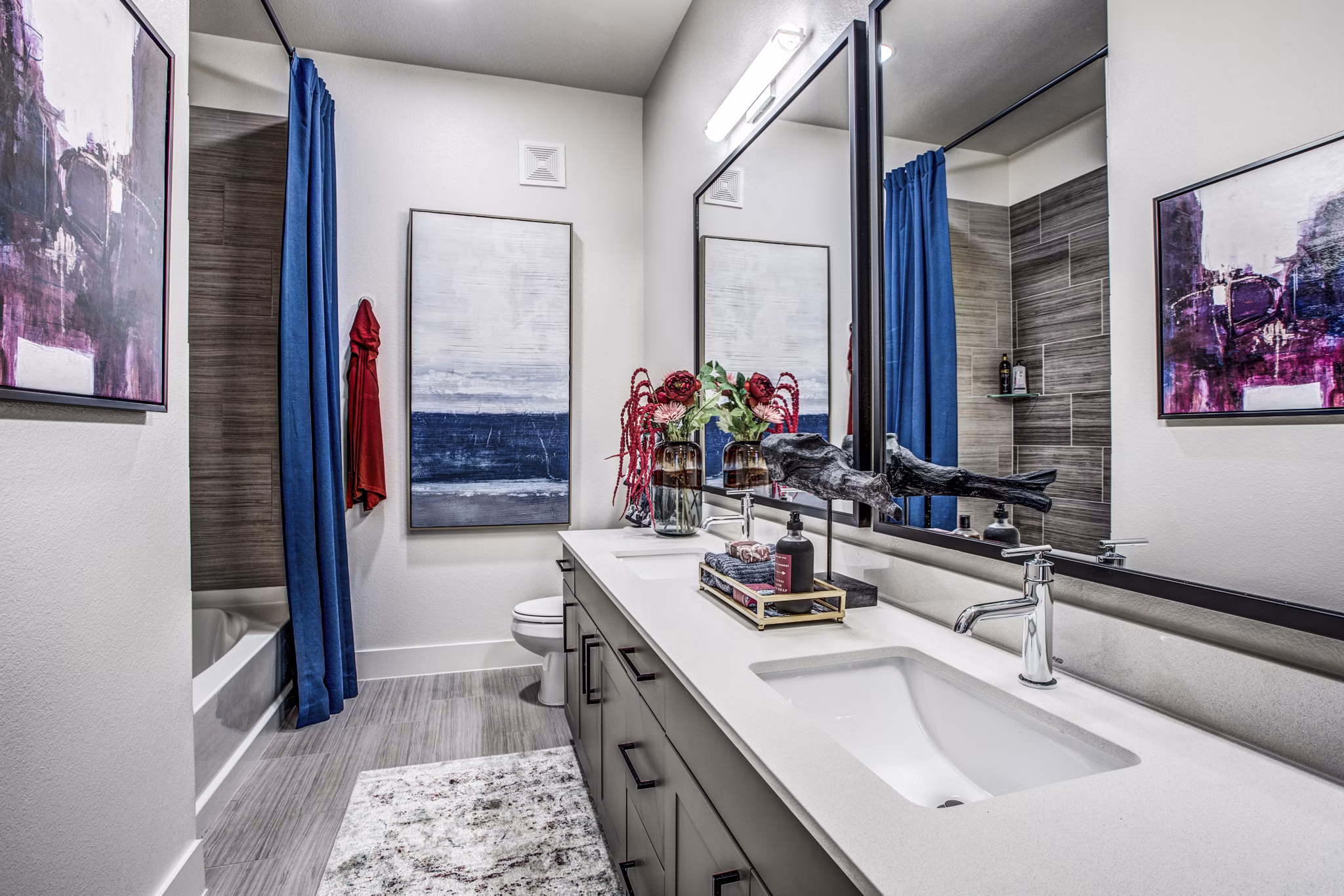 Bathroom with sleek fixtures and modern design at Bluffs at Midway Hollow Apartments