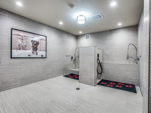 Dog wash station at Bluffs at Midway Hollow Apartments featuring convenient pet care facilities