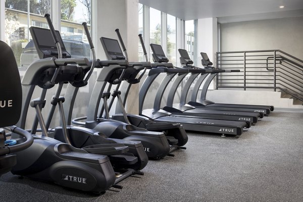 State-of-the-art fitness center with modern equipment at The Louise 4900 Apartments