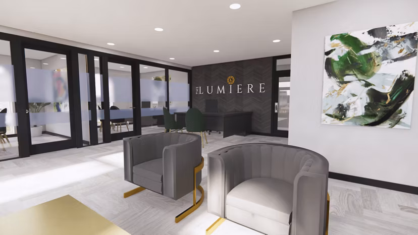 The Lumiere Apartments: Elegant clubhouse with modern design elements
