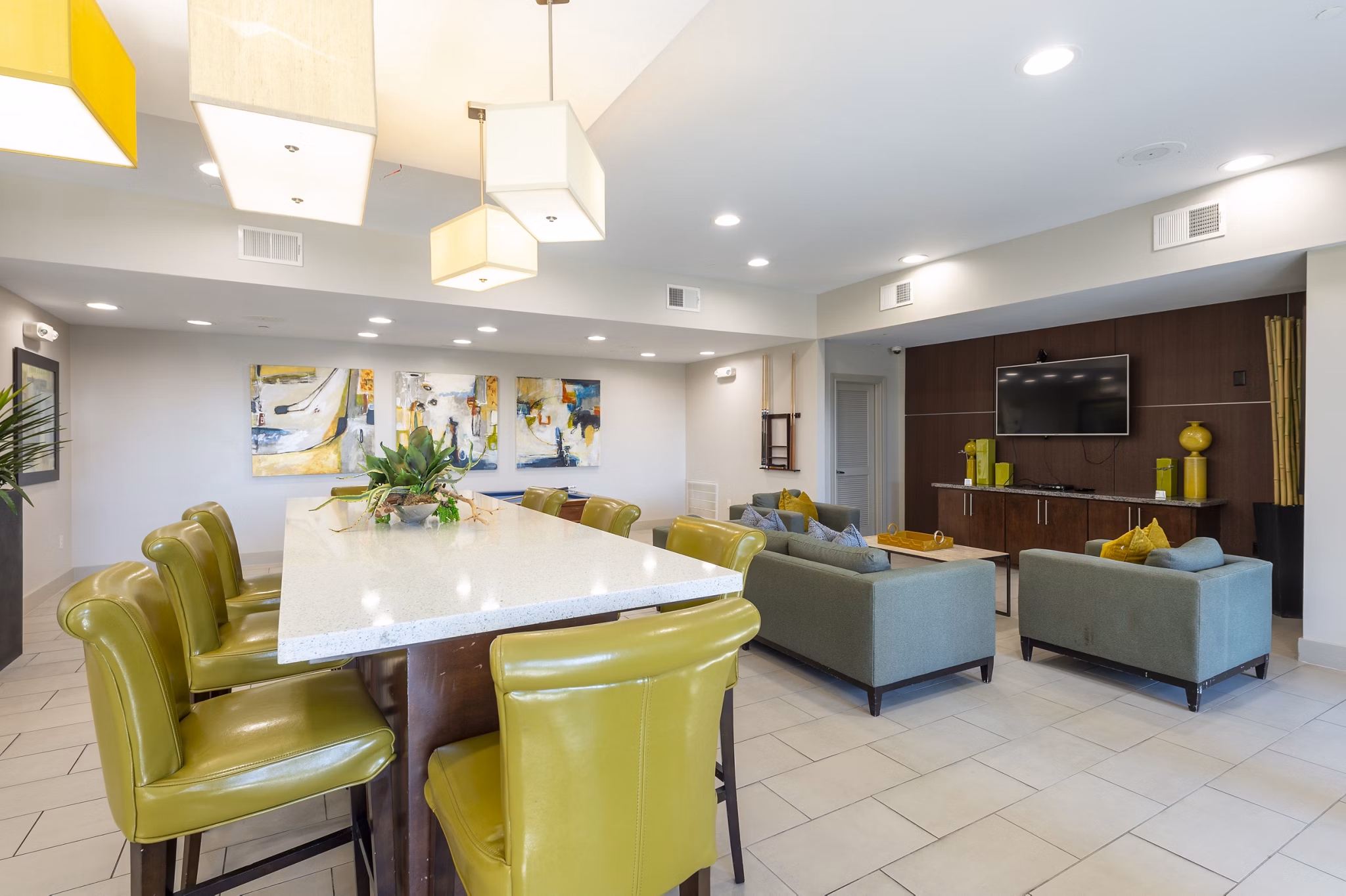 Clubhouse featuring modern design elements at Regard at Med Center Apartments