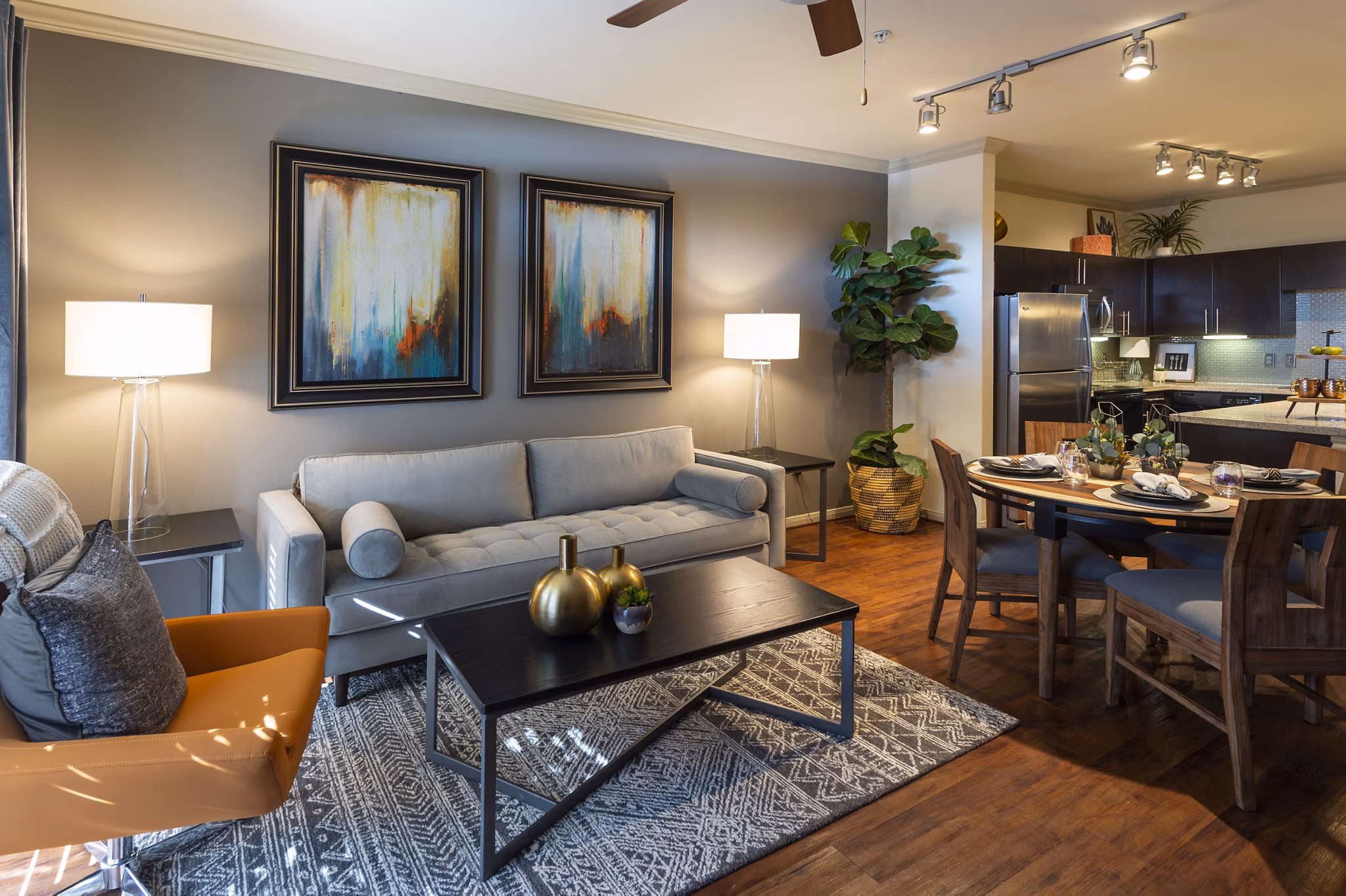 Living room with stylish decor and natural light at Regard at Med Center luxury apartments