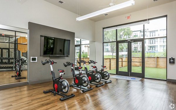 yoga/spin studio at TruNorth at Bulverde Apartments