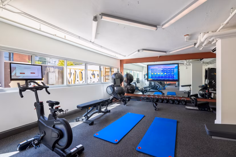 Fitness Center with modern equipment at The Accolade on Chestnut Apartments