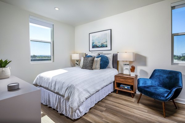 Luxurious bedroom with modern decor at Azul Chula Vista Apartments