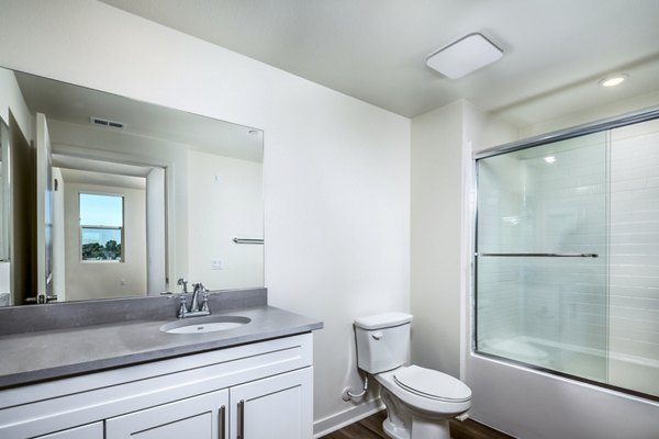 Luxurious bathroom with modern fixtures at Azul Chula Vista Apartments