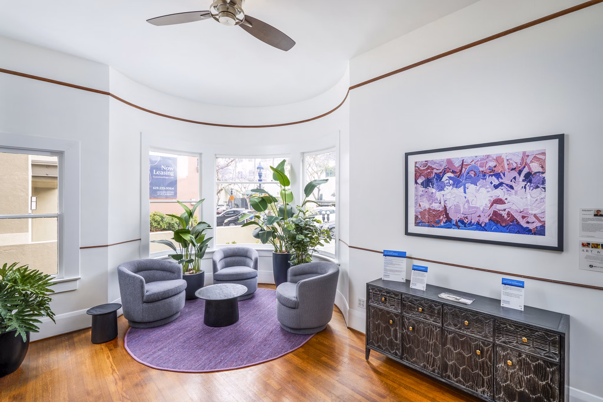 Stylish clubhouse with modern decor in Gema Apartments lobby