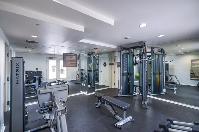 Modern fitness center with state-of-the-art equipment at Gema Apartments