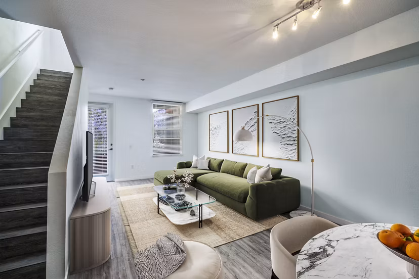 Spacious living room with modern decor at Gema Apartments for luxury living