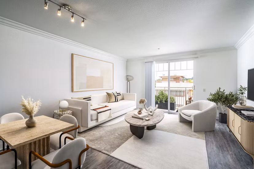 Contemporary living room with elegant decor and modern furniture at Gema Apartments