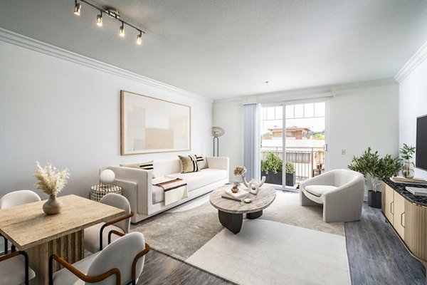 Contemporary living room with elegant decor and modern furniture at Gema Apartments