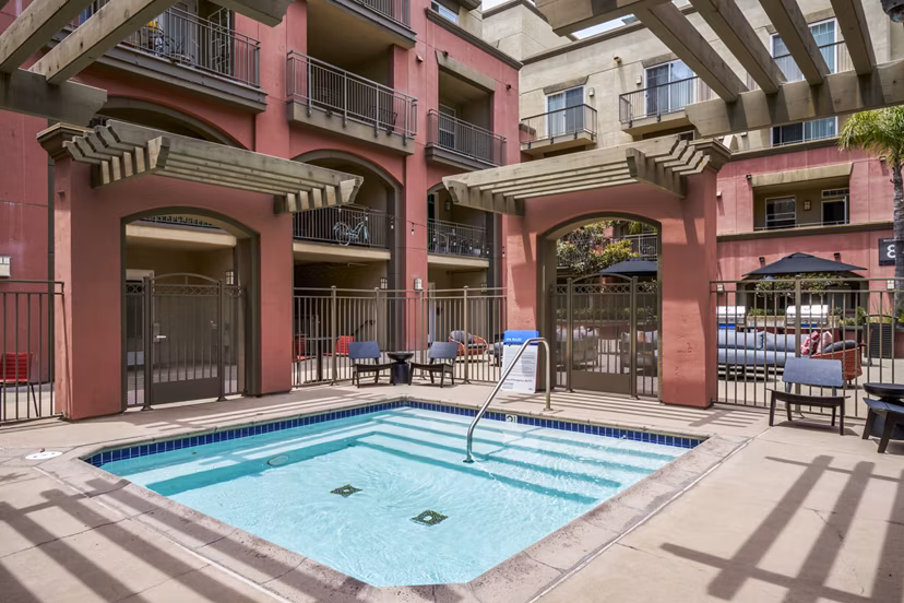 Gema Apartments: Luxurious hot tub adjacent to a modern terrace, offering relaxation in a serene atmosphere