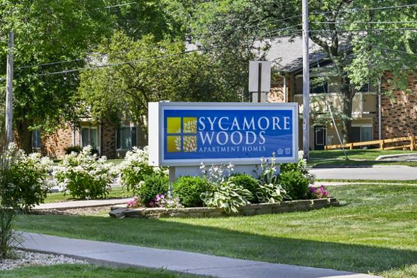 signage at Sycamore Woods Apartments