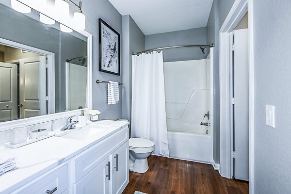 Bathroom featuring modern fixtures at Parkside at Avalon Park Apartments