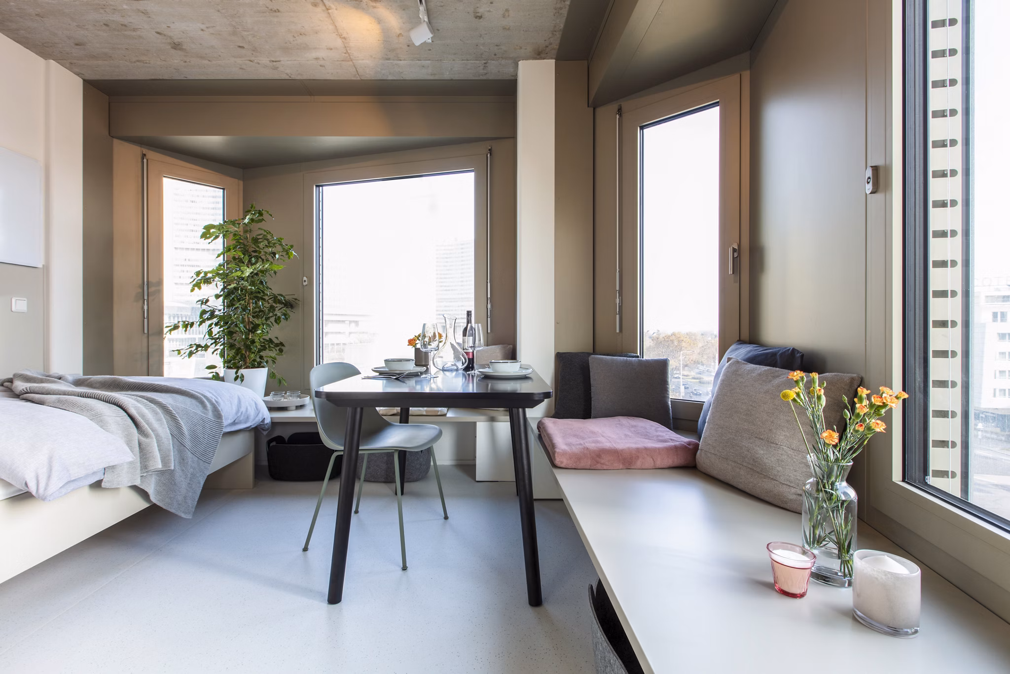 dining room at District Living Apartments