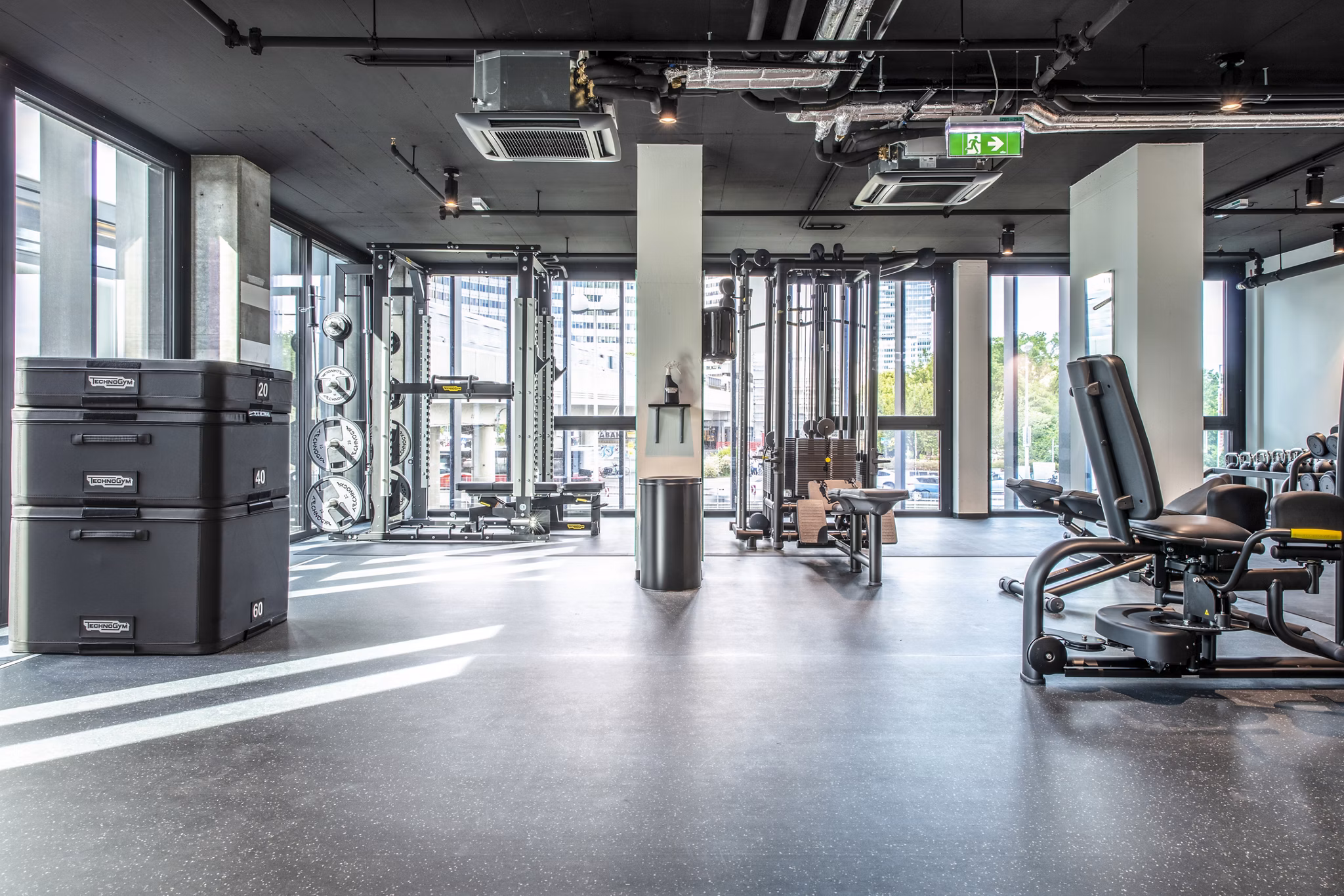 fitness center at District Living Apartments
