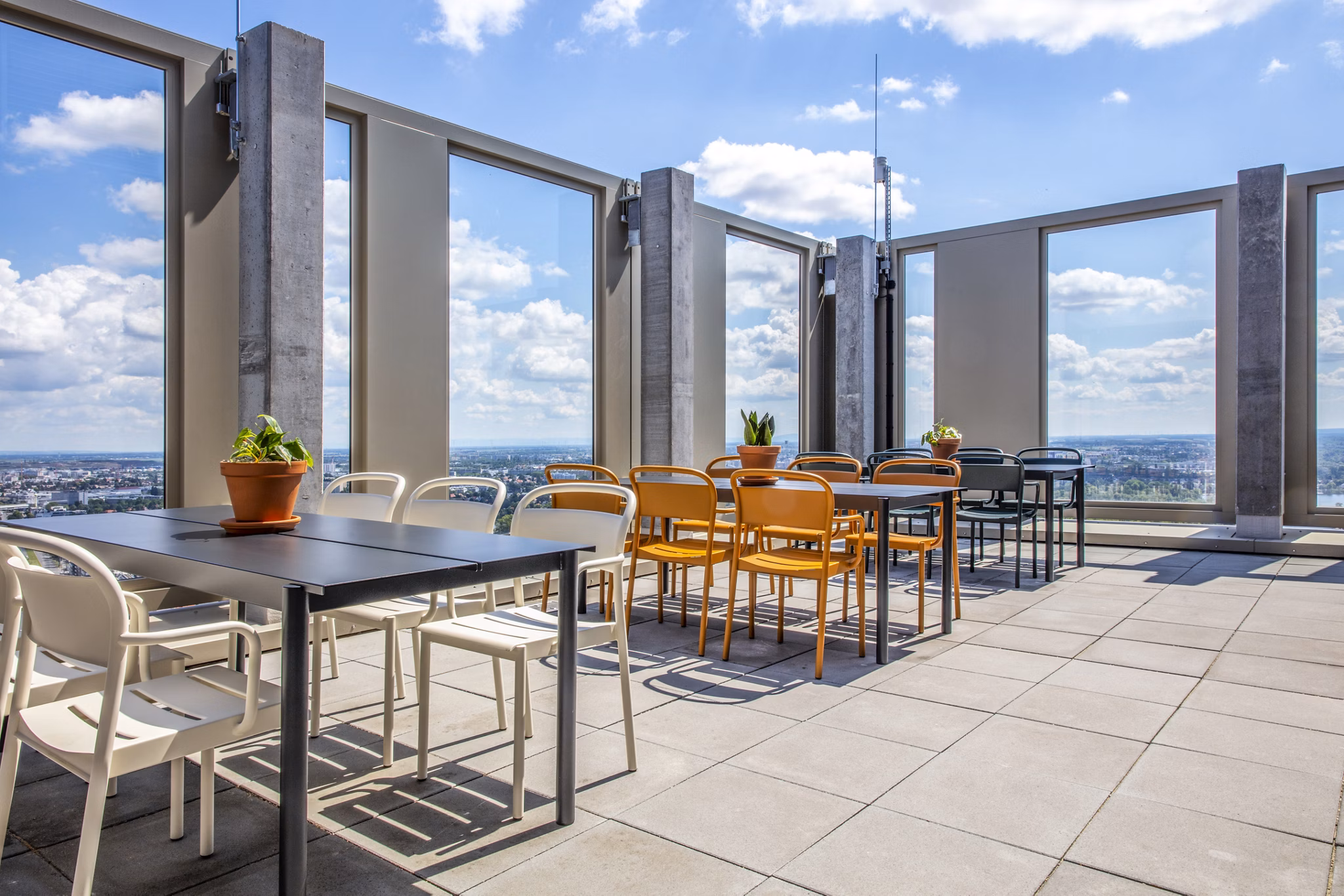 patio at District Living Apartments