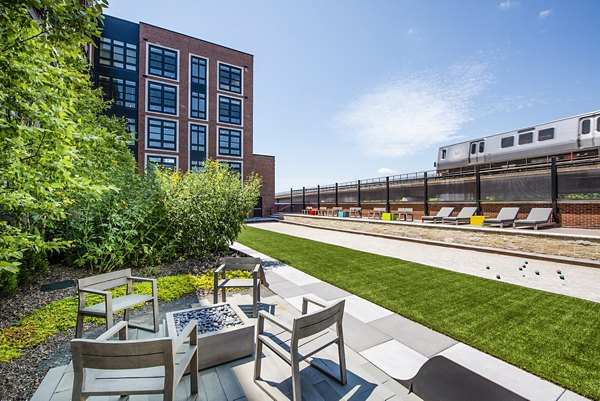 Bocce sport court at Brookland Press Apartments featuring modern design for active residents