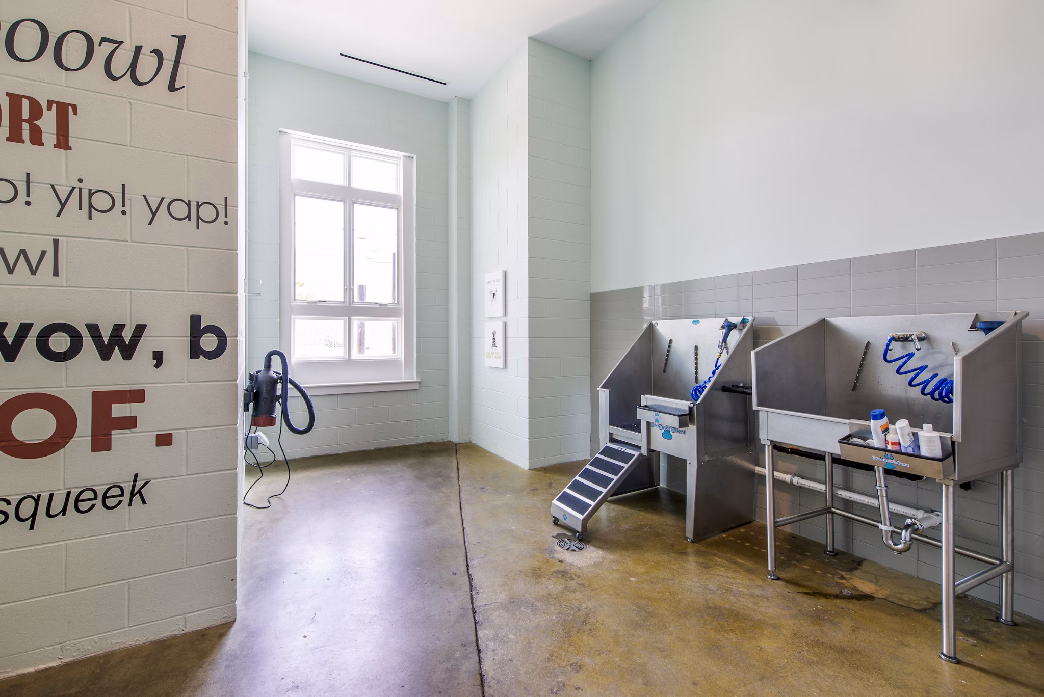 Convenient dog wash station at Brookland Press Apartments, a Greystar luxury property designed for pet-friendly living in the city