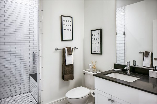 bathroom at Hecht Warehouse Apartments