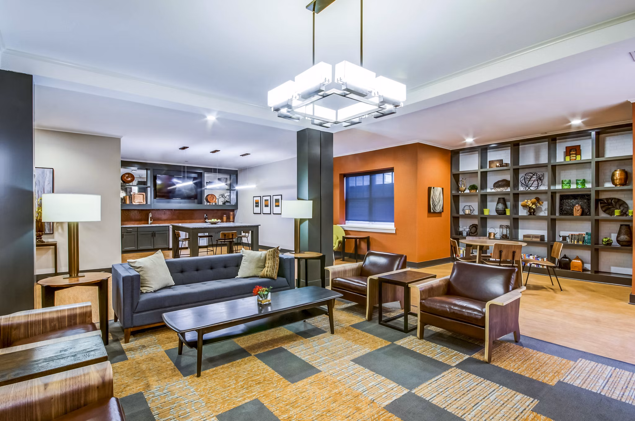 Clubhouse lobby featuring modern furnishings and open design at Willow & Maple Apartments