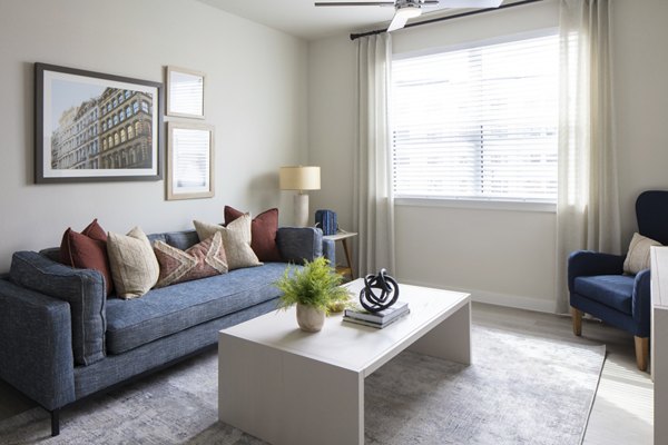 Spacious living room with modern decor in Prose Westover Hills Apartments
