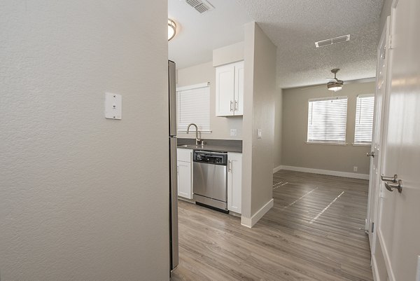 Contemporary hallway with sleek design elements at Avana Vista Point Apartments