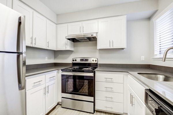Spacious kitchen with modern appliances at Avana Vista Point luxury apartments