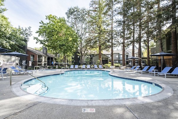 Resort-style pool with lounge chairs at Avana Vista Point Apartments offering luxury living experience