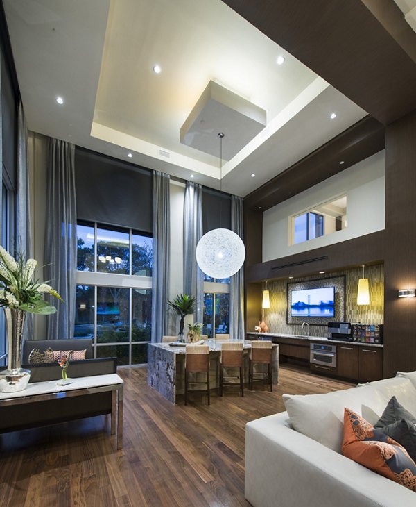 Clubhouse featuring modern seating and entertainment areas at The Landing at Vinnin Square Apartments