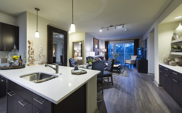 Spacious kitchen with stainless steel appliances at The Landing at Vinnin Square Apartments